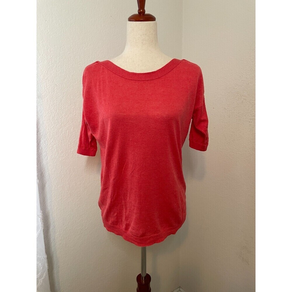Boden Women’s Silk Linen Knit Top Size 6 Coral Pink Half Sleeve Lightweight